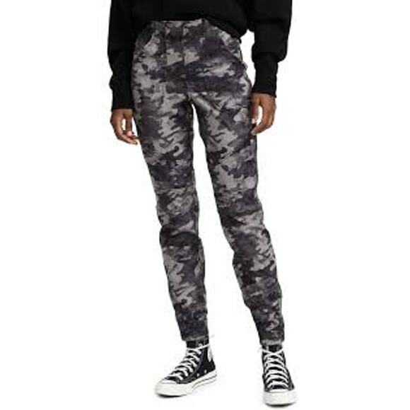 Spanx Gray Camo Stretch Twill Cargo Jogger Utility Pull Up Pants Size L - Picture 1 of 10